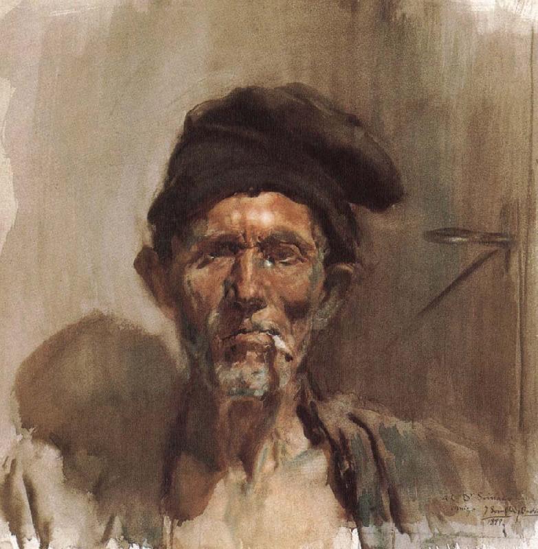 Joaquin Sorolla Smoking old man France oil painting art